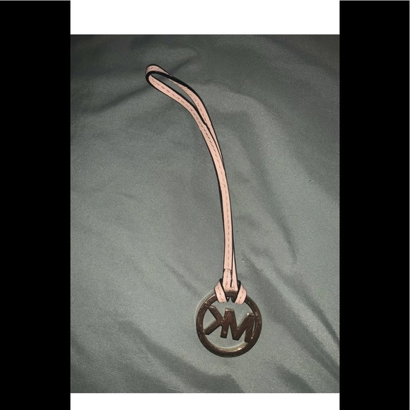 Michael Kors Handbags - Michael Kors Gold Logo Purse Bag Charm Tan Beige